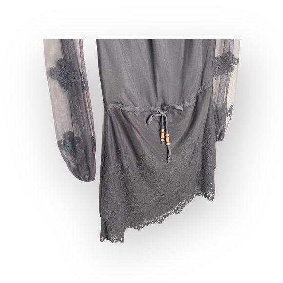 new Chaser ✶ Vintage Inspired Mesh + Lace Off Shouder Mini Dress ✶ Black XS ✶ - Picture 7 of 16